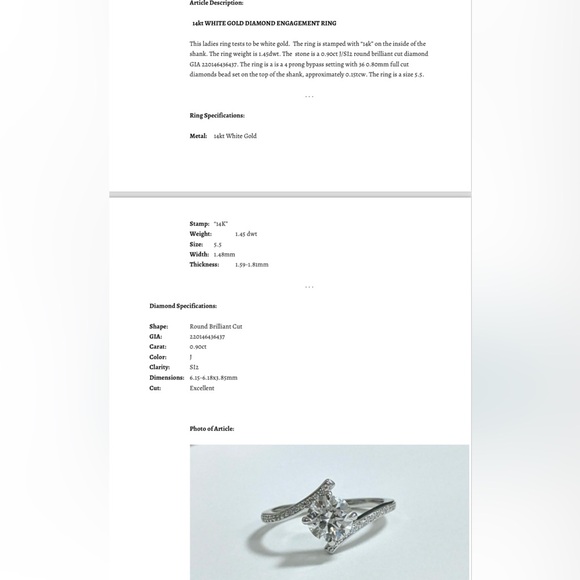 14k White Gold Diamond Engagement Ring and Wedding Band Set - Picture 9 of 10